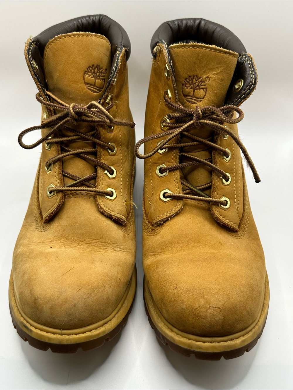 Timberland Wheat Nubuck Work Boots with Dark Brown Padded Collar